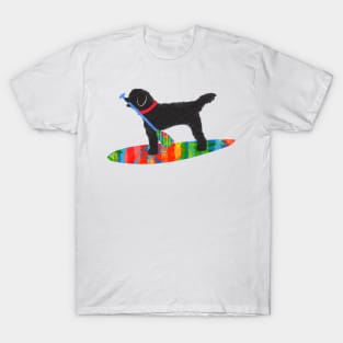 Colorful Stand Up Paddle Board Black Labradoodle Dog T-Shirt